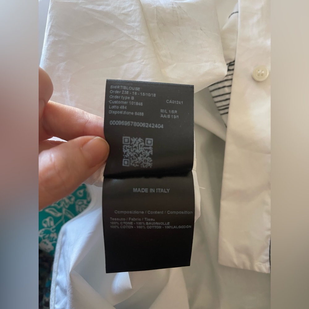 Embroidered Portrait button down white collar‎ si… - image 5